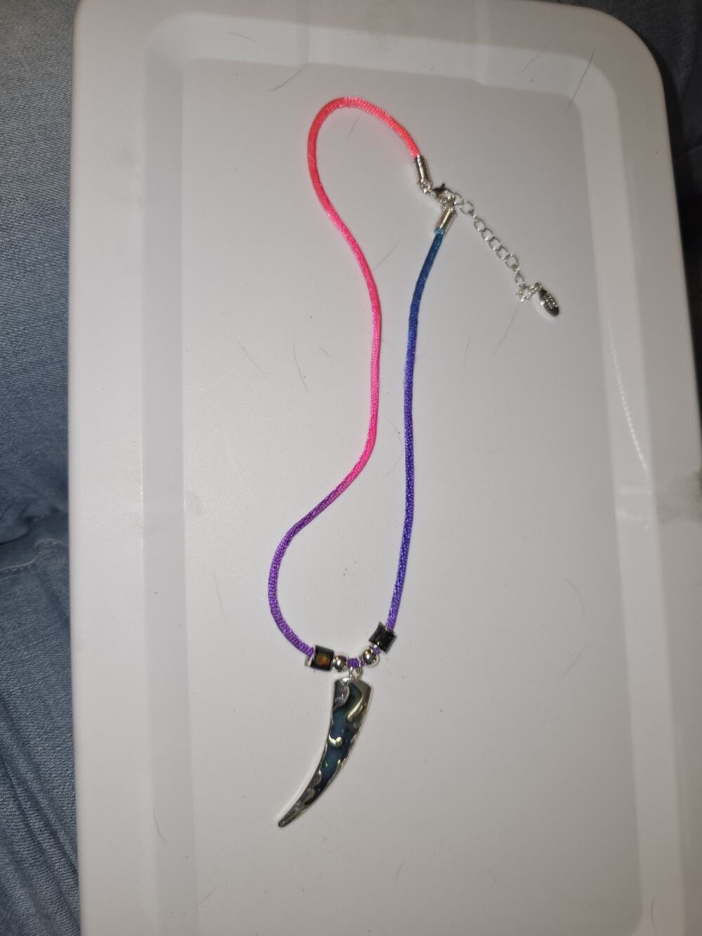 Colorful Cord Necklace with Horn Pendant